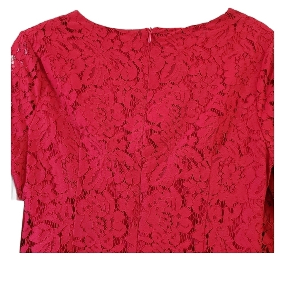 Lulu's Mini Dress Medium Red Flair-est of Them All Lace Flounce Sleeve Zip NWT - Picture 6 of 12